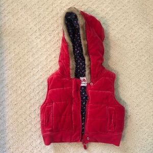 Red puffer vest with hood
